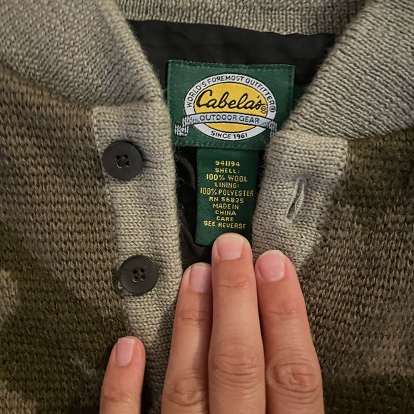 Vintage 90s Cabelas Wool Camouflage Sweater Jacket Swacket. - Picture 2 of 5
